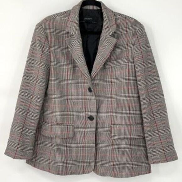 Zara Basic Collection Gray Plaid Single Breasted Blazer Jacket Medium - Picture 1 of 9